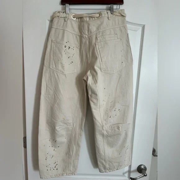 NWT We the Free Moxie Pull-on Barrel Jeans in Cream/Tan - Picture 6 of 7